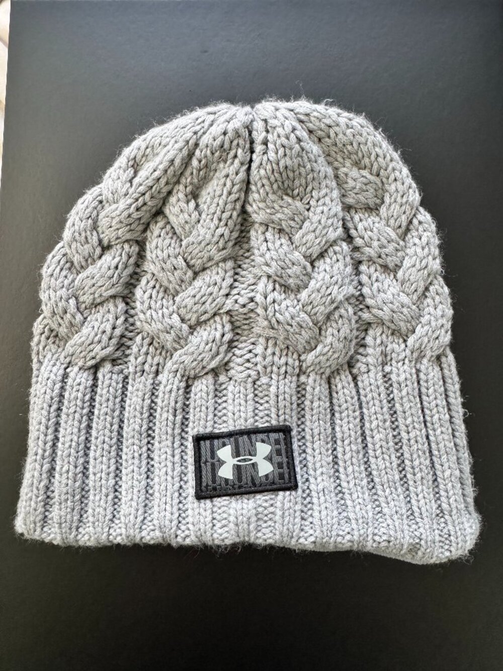 Under Armour Women’s Gray Cable Knit Fleece Lined Beanie OSFA